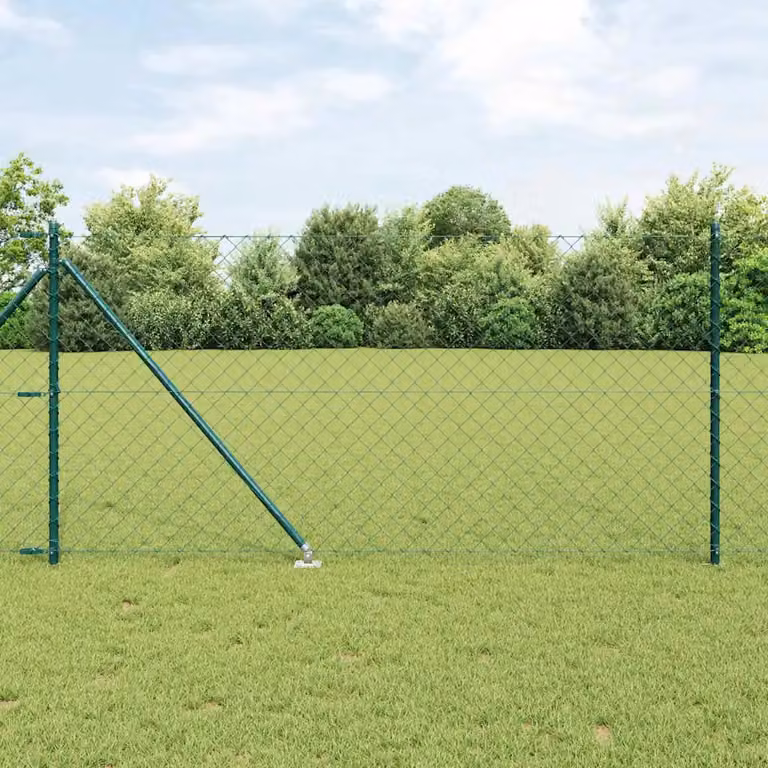 Recinzione a maglie vidaXL in acciaio rivestito in PVC verde con punte, L: 25 m, H: 1 m