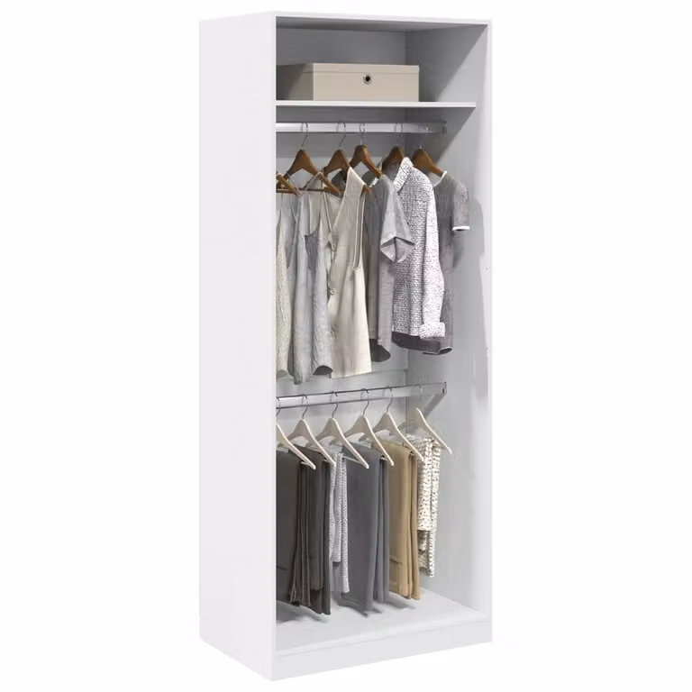 vidaXL Armadio Bianco con Ante a Battente in Legno e MDF L/P/H: 80 x 50 x 200 cm
