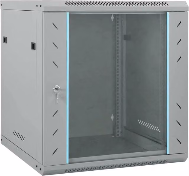Armadio a parete HELLOSHOP26 in stile industriale con ante in vetro e serratura, colore grigio argento, L: 60 cm, P: 45 cm, H: 65 cm