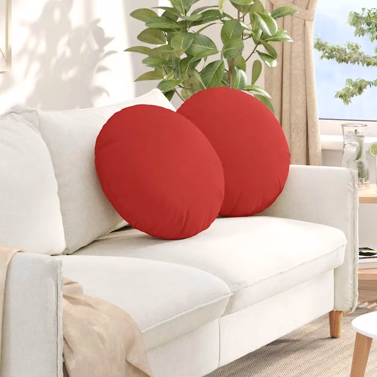 Set di 2 cuscini per seduta rotondi vidaXL in tessuto rosso con rivestimento lavabile, Ø 50 cm x H 19 cm