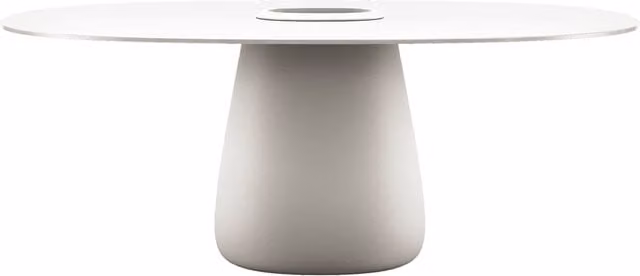 Tavolo ovale Qeeboo Cobble in HPL bianco opaco con secchiello centrale per esterno