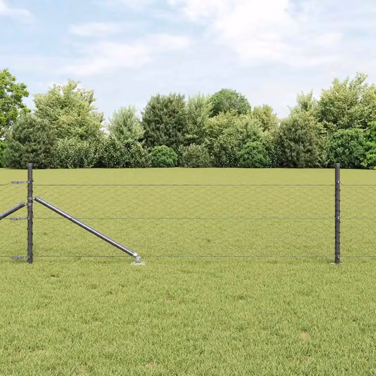 Recinzione esagonale con palo vidaXL in acciaio rivestito in PVC, Grigio, L: 50 m, H: 0,8 m
