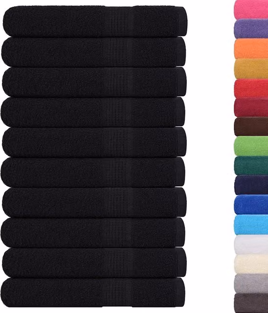 Set di 10 asciugamani da bagno FROGN in cotone nero, L 100 cm x P 200 cm, grammatura 360 g/m2