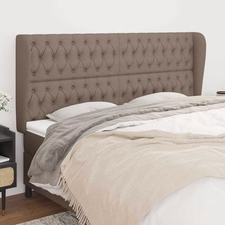 Testiera ad orecchio vidaXL in tessuto beige e grigio L: 203 cm, P: 23 cm, H: 118/128 cm