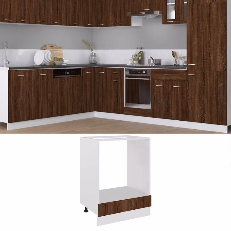 Mobile da forno vidaXL Riga in legno marrone L: 60 cm, P: 46 cm, H: 81,5 cm