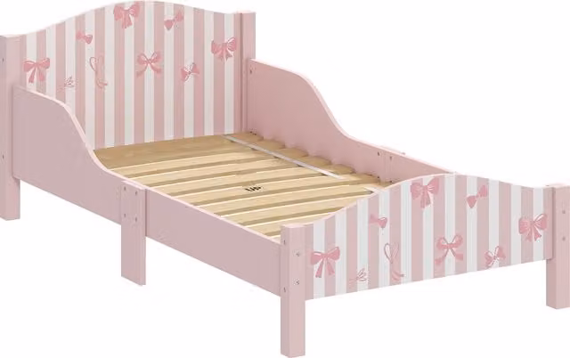 Letto Montessori AIYAPLAY per bambini 3-6 anni con sponde e forma a fiocco, rosa