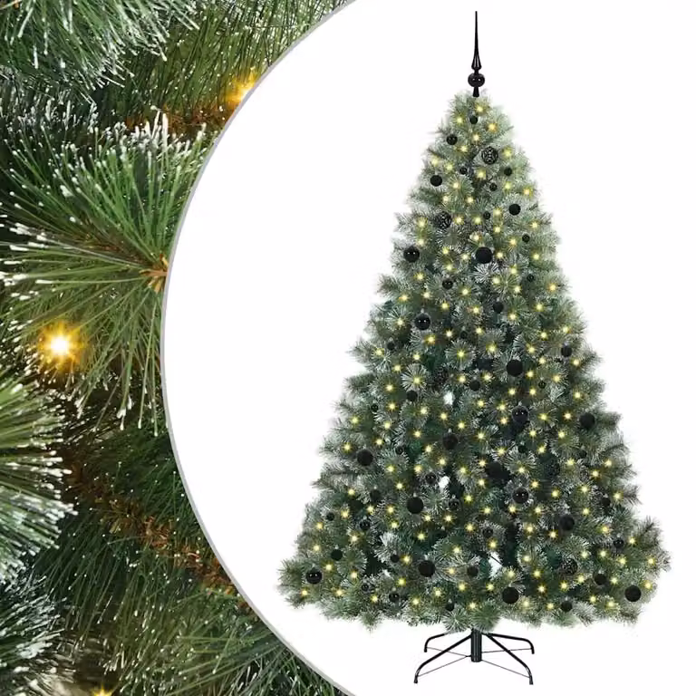 Albero di Natale artificiale vidaXL verde con 300 LED luce bianca calda in PE e PVC, Altezza: 210 cm