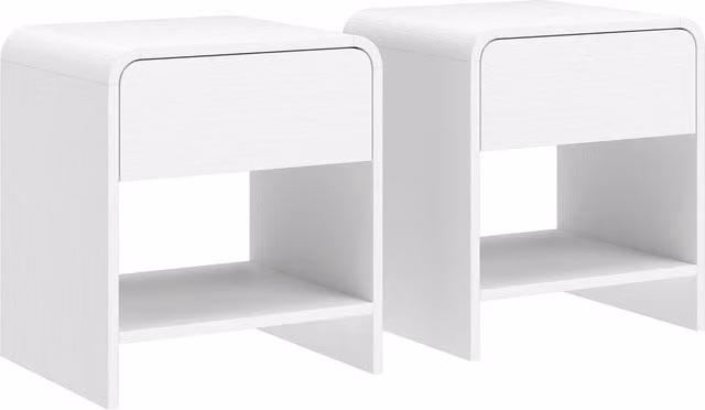 Set di 2 comodini moderni HOMCOM con cassetto e scomparto aperto, bianco, L 40 cm x P 35 cm x H 45 cm