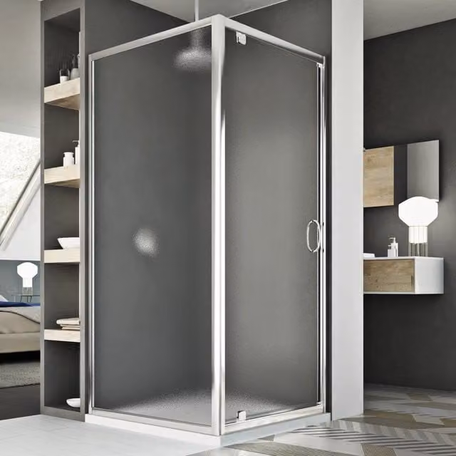 Box Doccia Rettangolare IDRALITE Sintesi Duo 1 con Anta in Vetro Trasparente e Profilo Argento L: 90 cm, P: 70 cm, H: 185 cm