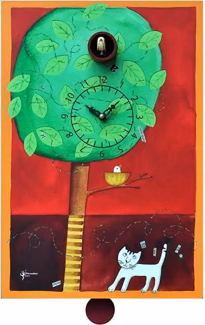 Orologio a cucù da parete Pirondini Italia Sul Ramo multicolore L 44 x P 30 x H 11 cm