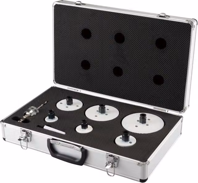 Makita Kit set di seghe a tazza BiM HSS EZYCHANGE in acciaio inossidabile, 8 pezzi, colore argento, 35–114 mm