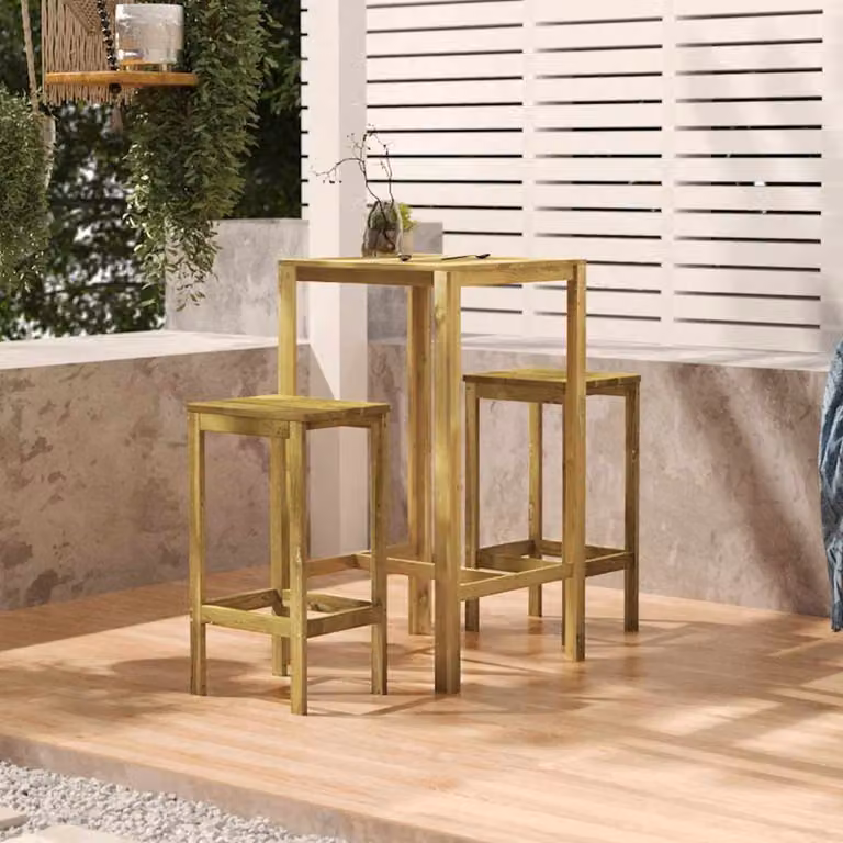 vidaXL Tavolo da Bar Quadrato in Legno di Pino Impregnato, L/P/H: 60 x 60 x 110 cm