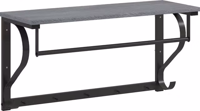 Stand Appendiabiti a Parete HOMCOM con 5 Ganci e Ripiano Superiore, Grigio Opaco