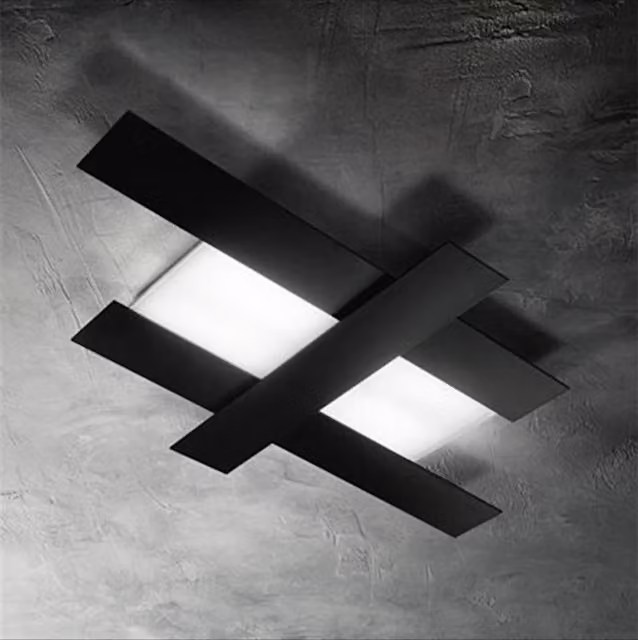 Plafoniera LED Gealuce Doha Nero, Luce Calda 3000K, 50W 4470lm, in Alluminio e Metacrilato