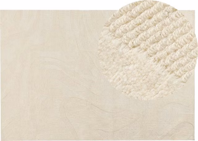 Tappeto Beliani in lana e poliestere con motivi astratti e design minimalista, colore beige, L: 200 cm x P: 300 cm