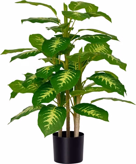 Pianta artificiale sempreverde HOMCOM con vaso nero per interni ed esterni, Altezza: 95 cm, Diametro vaso: 17 cm