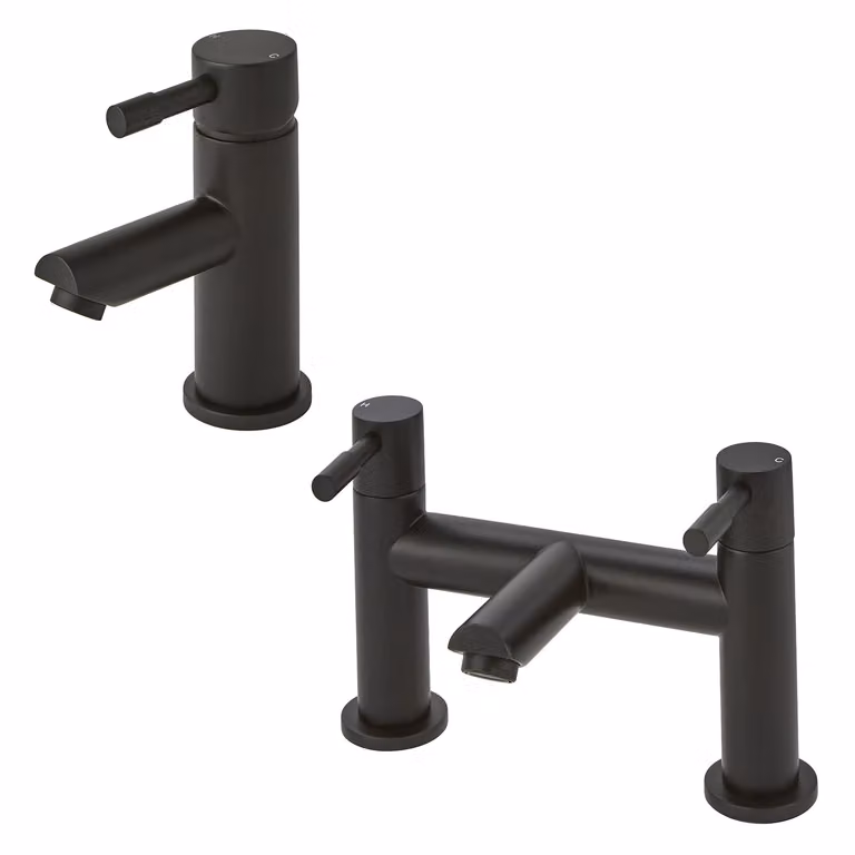 Set di miscelatori Hudson Reed per lavabo e bagno in ottone, leva singola, nero opaco