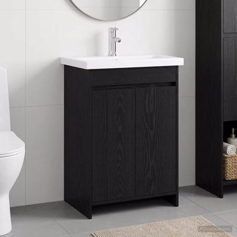 Set di mobili per il bagno moderni vidaXL in MDF, colore nero e marrone, L: 81 cm, P: 40 cm, H: 84,5 cm