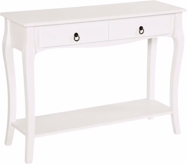 Aosom Tavolo Consolle per Ingresso Moderno con 2 Cassetti, Bianco, L 100 cm x P 33 cm x H 76 cm