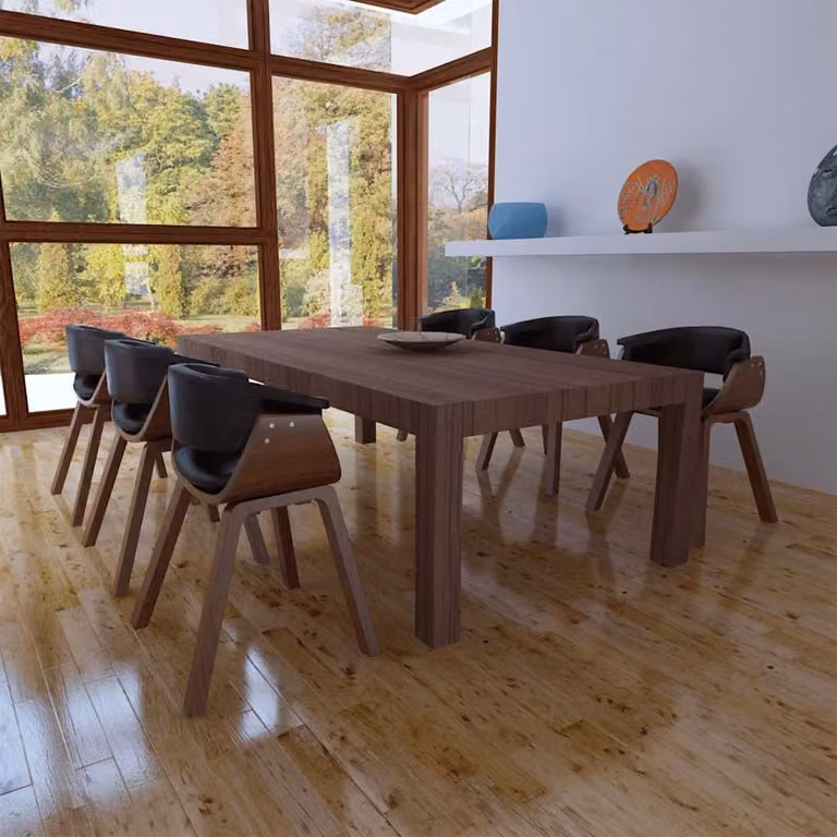 Set di 6 sedie da pranzo vidaXL in legno e similpelle nera e marrone per cucina e sala da pranzo