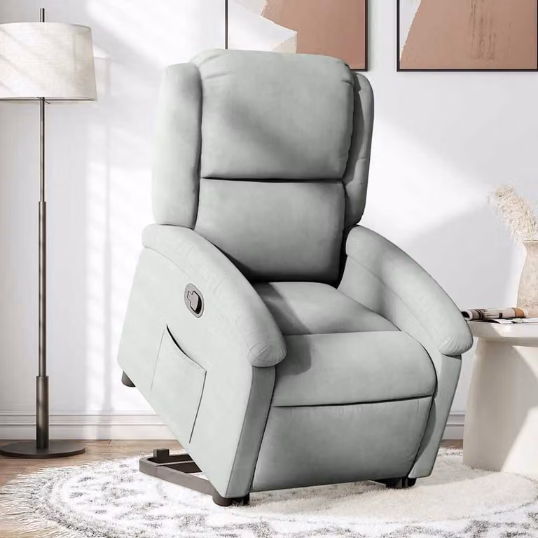 vidaXL Poltrona Alzapersona Reclinabile in Velluto Grigio con Assistenza Elettrica