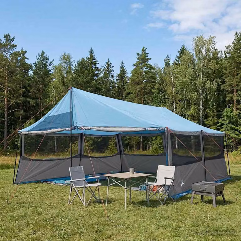 Tenda Familiare vidaXL Blu in Poliestere e Acciaio L: 600 cm, P: 400 cm, H: 268 cm