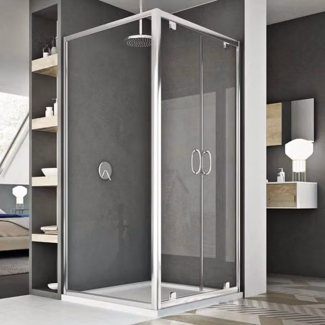 Box Doccia Sintesi Duo IDRALITE Trasparente con 2 Ante L: 130 cm, P: 75 cm, H: 185 cm