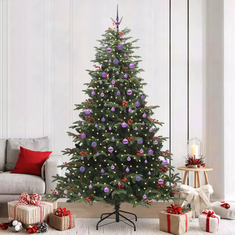 Albero di Natale artificiale verde vidaXL con 300 LED luce bianca calda, Altezza: 240 cm