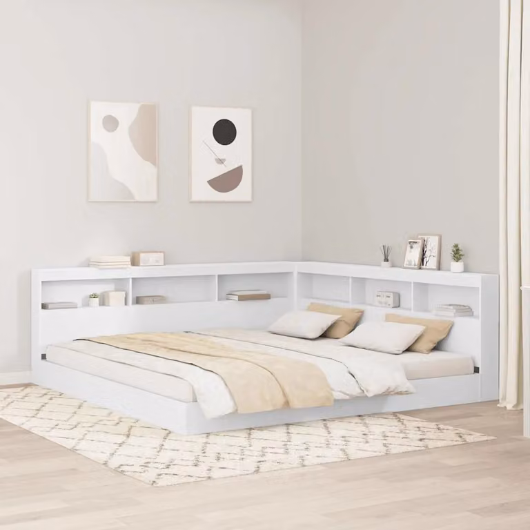 Testata letto con contenitore e ripiani integrati vidaXL Bianco L: 217.5 cm, H: 76.5 cm