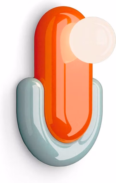 Applique Ferroluce Eclair in ceramica arancione e azzurro con lampada G9