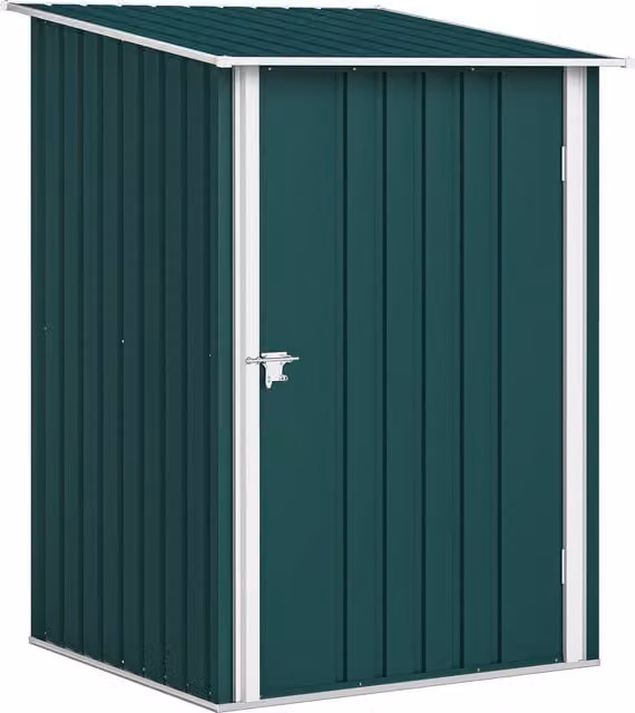 Outsunny Casetta da Giardino Porta Attrezzi in Acciaio Galvanizzato con Porta a Battente, L/P/H: 100 x 104 x 160 cm, Verde