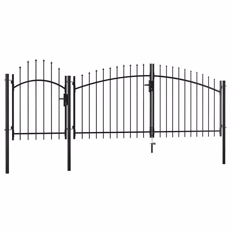 Cancello da giardino doppio a battente vidaXL in acciaio nero L: 400 cm, H: 125 cm, P: 175 cm