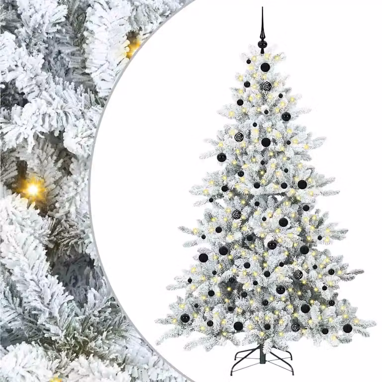 Albero di Natale Artificiale vidaXL Bianco con Luci LED Warm White, Altezza: 210 cm