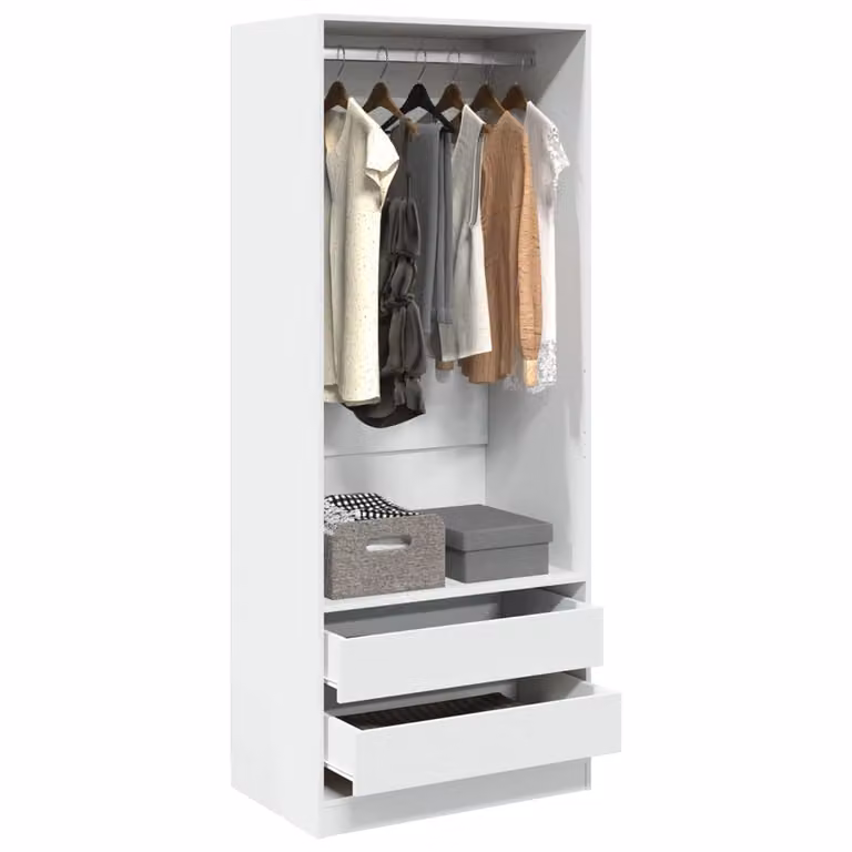 vidaXL Armadio Bianco con Cassetti Integrati in Legno e MDF L/P/H: 80 x 50 x 200 cm