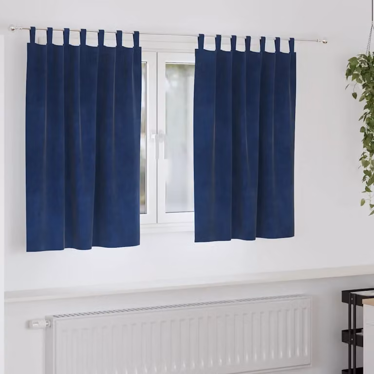 Set di 2 tende oscuranti vidaXL in velluto blu, L 140 cm x H 140 cm