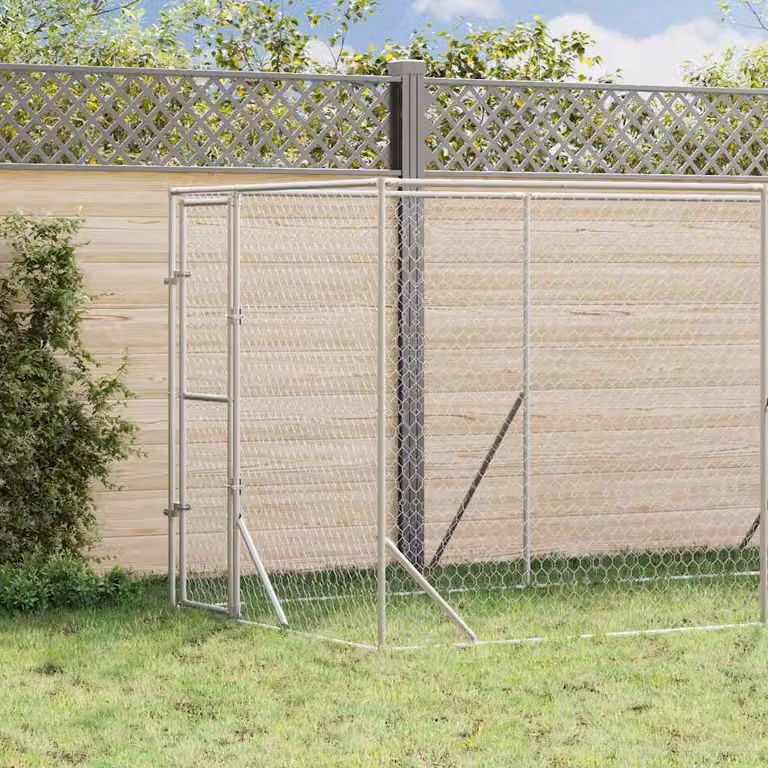 Cuccia per cani da esterno vidaXL in acciaio zincato argento L: 2 m, P: 10 m, H: 2 m
