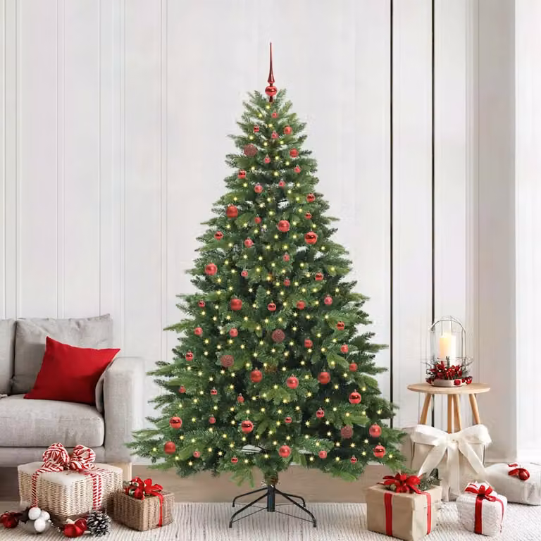 Albero di Natale artificiale vidaXL verde con 300 LED luce bianca calda in PE e PVC, Altezza: 210 cm