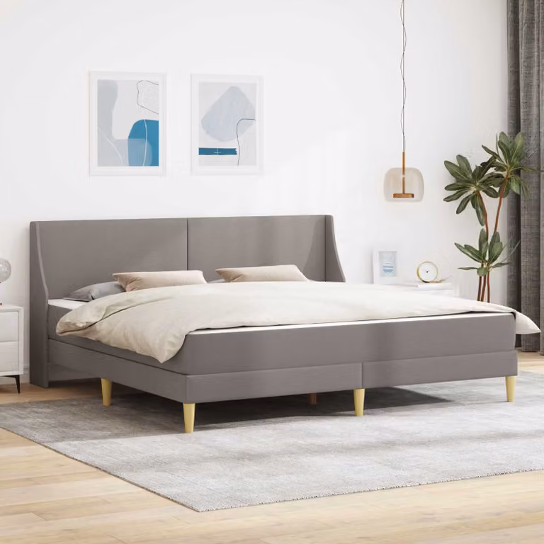 Set letto moderno vidaXL composto da struttura in legno e materasso in schiuma con rivestimento in tessuto grigio, L/P/H: 200 x 100 x 20 cm