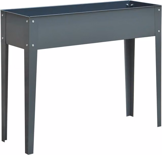 Fioriera da esterno rialzata Outsunny in metallo grigio con fori di drenaggio, L 100 x P 30 x H 80 cm