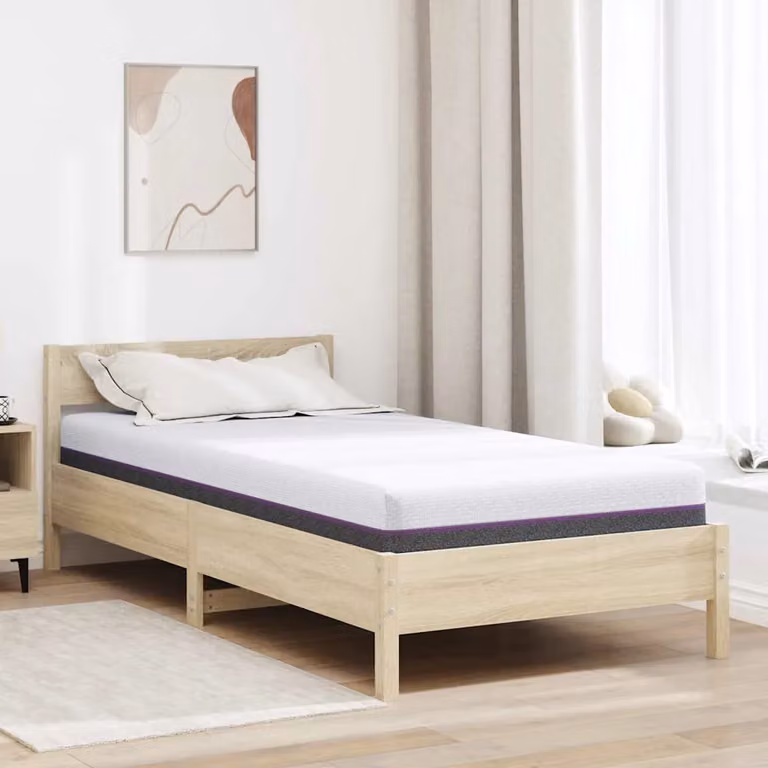 vidaXL Materasso in schiuma viscoelastica con rivestimento rimovibile, Bianco e Grigio, 90 x 190 cm