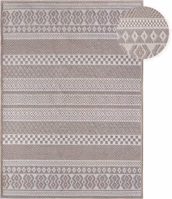 Tappeto Verona beige per interni ed esterni con design geometrico boho, L: 133 cm x P: 190 cm