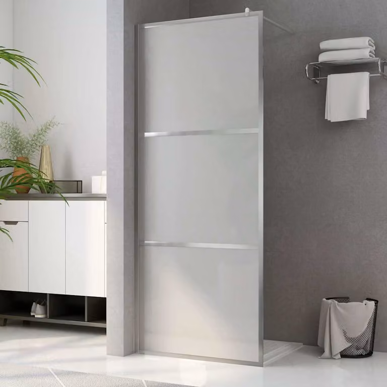 Parete per doccia walk-in vidaXL in vetro smerigliato con profili argento L: 90 cm, H: 195 cm