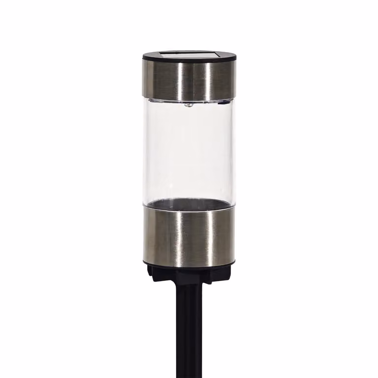 DICTROLUX Lampada Solare LED da Esterno Segnapasso Argentata con Luce Calda H: 19 cm, Diametro: 5 cm