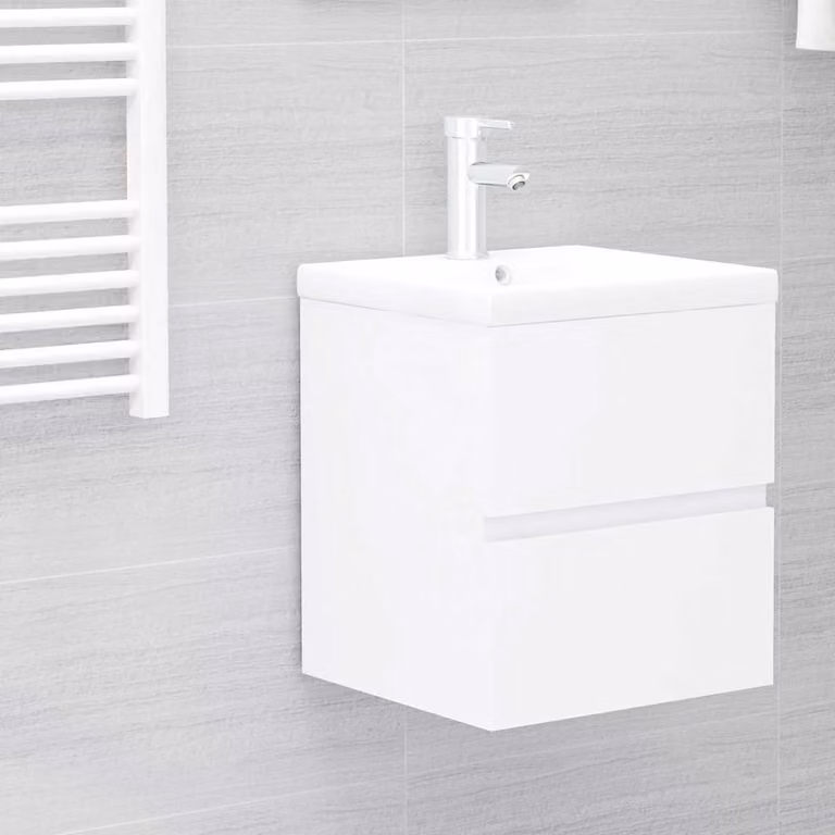 Mobile da bagno con lavabo integrato vidaXL bianco moderno in legno e MDF L: 76,5 cm, P: 45 cm, H: 84,5 cm