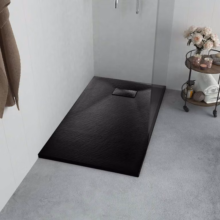 Piatto doccia quadrato vidaXL in mineral cast nero antiscivolo L 90 cm x P 90 cm
