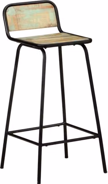 Set di 4 sgabelli da bar vidaXL in legno di mango e metallo multicolore stile industriale per cucina e soggiorno L/P/H: 76 x 44 x 44 cm