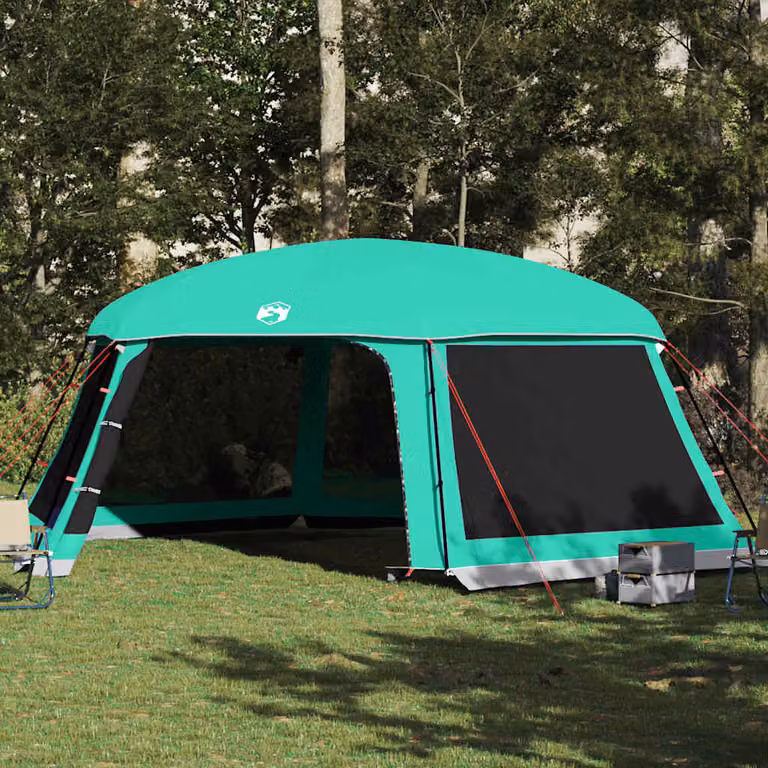 Tenda da piscina con patta rimovibile e pareti in rete vidaXL, verde e turchese, L: 670 cm x P: 590 cm