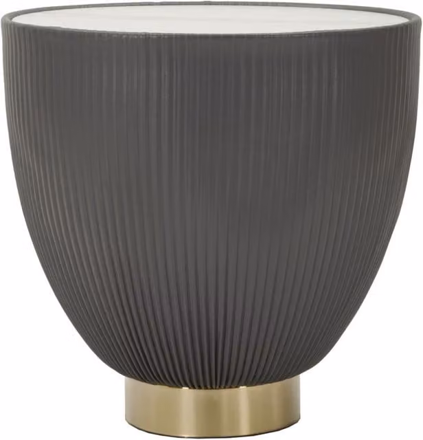 Tavolino da caffè rotondo Mauro Ferretti con piano in marmo e base centrale, colori grigio, oro e bianco, Ø: 46 cm, H: 45 cm