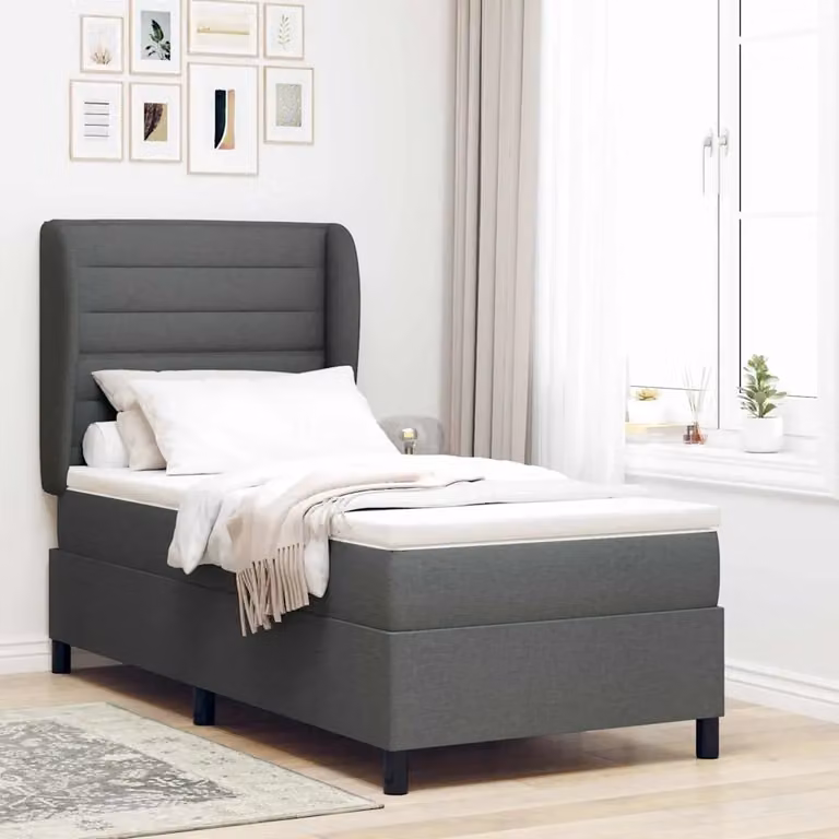 Letto a molle con materasso vidaXL in tessuto Grigio scuro L: 80 cm, P: 200 cm, H: 83 cm