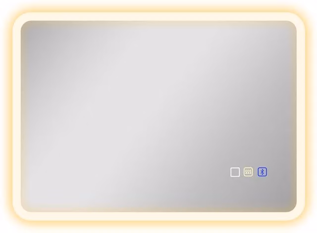Specchio da Bagno LED HOMCOM con Bluetooth, Luce Regolabile a 3 Colori e Funzione Antiappannamento, Argento, L: 70 cm, H: 50 cm, P: 3,5 cm